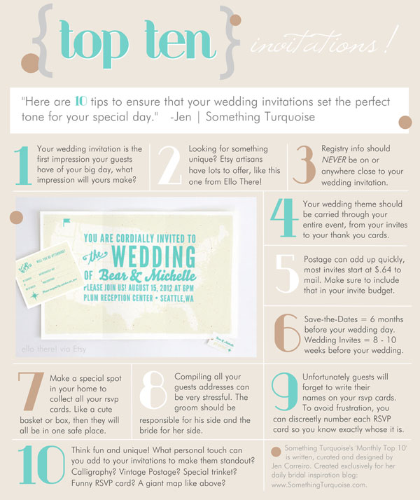 Something Turquoise Top 10 List for Wedding Invitations