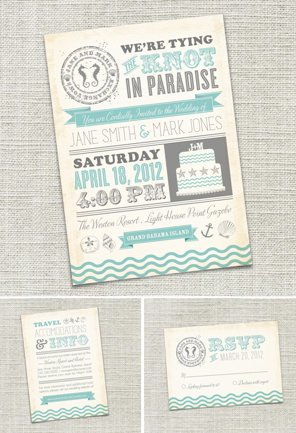 Printable Beach Wedding Invitation from Cadence Paige Custom Design 