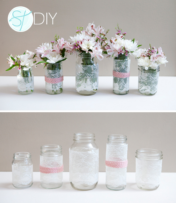DIY lace covered mason jars or any other type of jar for that matter
