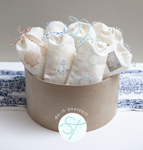  adorable favor bags on display at any beautiful beach front wedding 